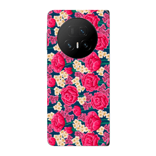 Honor Magic V5 Red and pink Flowers Transparent Silicone TPU Θήκη
